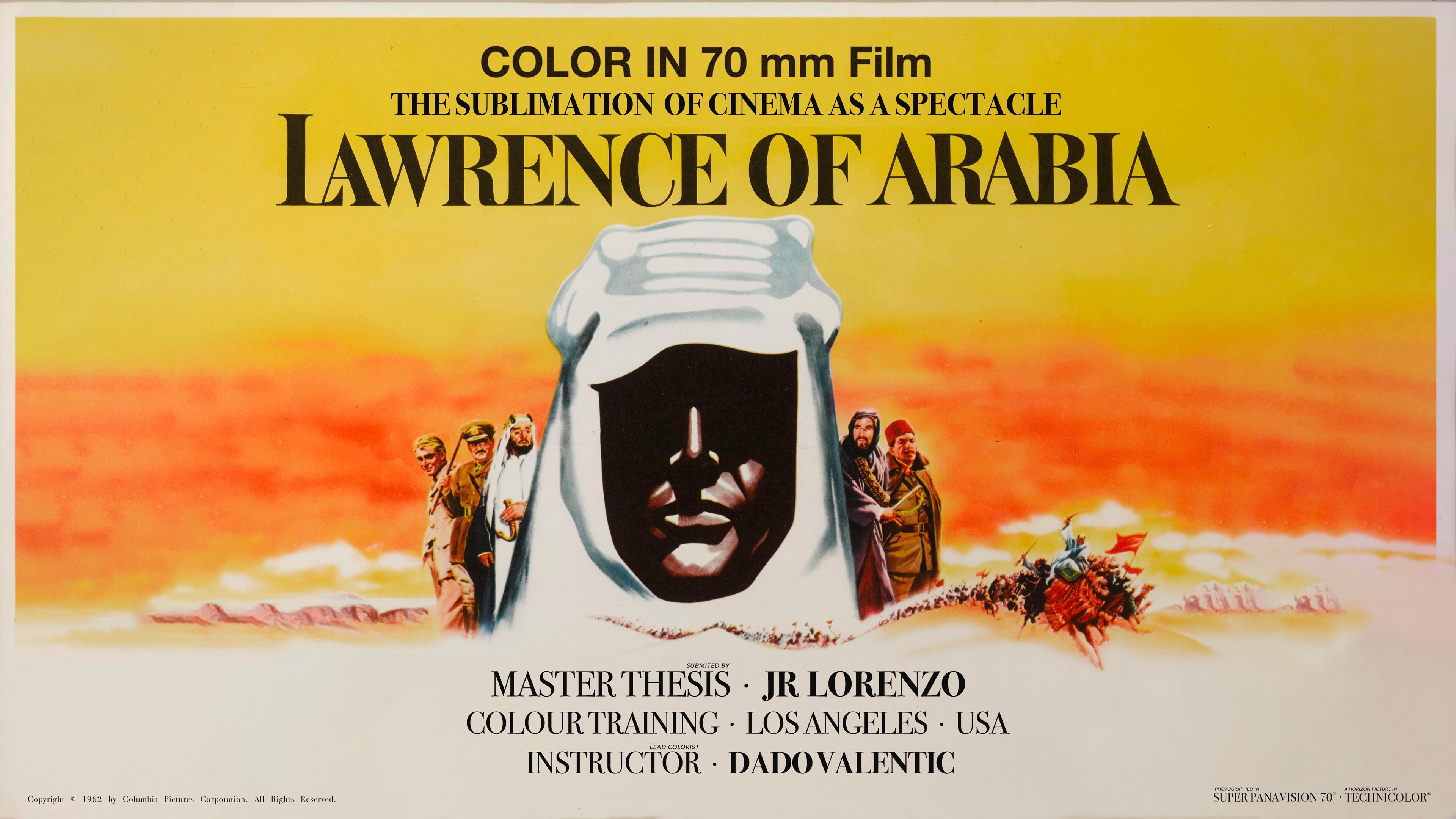 Portada de tesis sobre el color en 70 mm — Lawrence de Arabia.